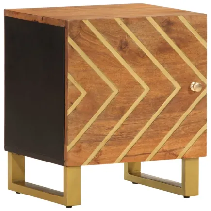 Table de chevet marron et noir bois de manguier solide 2