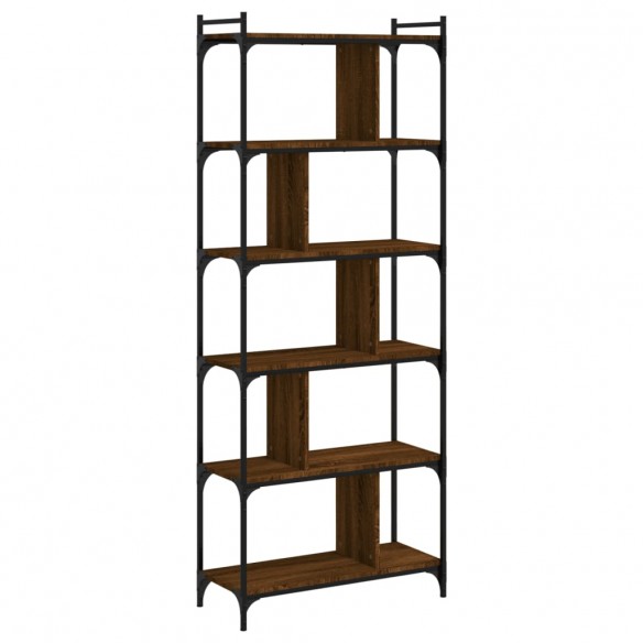 Bibliothèque 6 niveaux chêne brun 76x32x192cm bois d'ingénierie