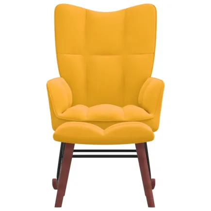 Chaise à bascule avec repose-pied Jaune moutarde Velours 2