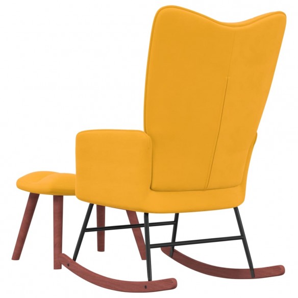 Chaise à bascule avec repose-pied Jaune moutarde Velours Chaise à bascule avec repose-pied Jaune moutarde Velours