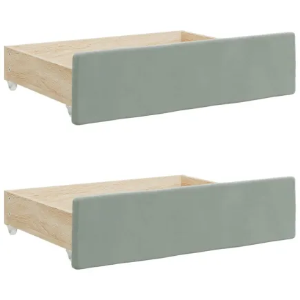 Tiroirs de lit 2 pcs gris clair bois d'ingénierie et velours 2