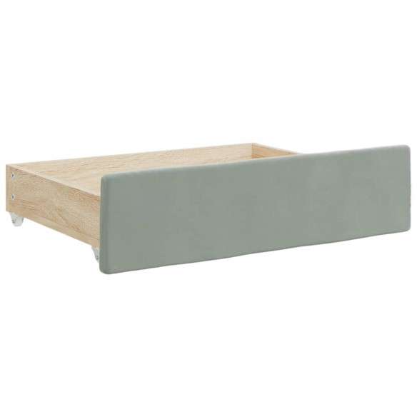 Tiroirs de lit 2 pcs gris clair bois d'ingénierie et velours Tiroirs de lit 2 pcs gris clair bois d'ingénierie et velours