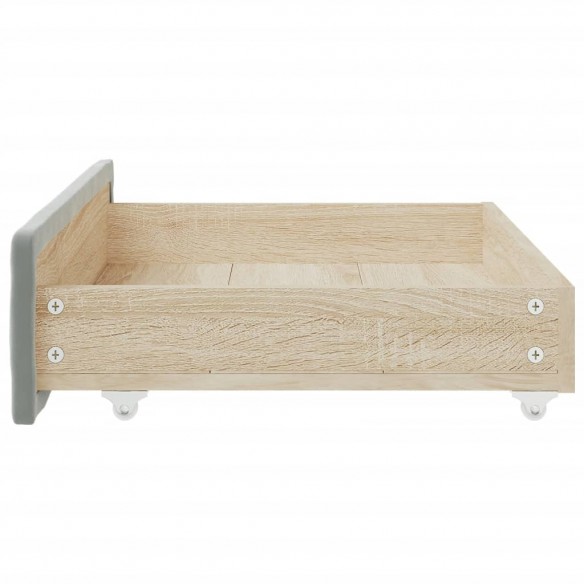 Tiroirs de lit 2 pcs gris clair bois d'ingénierie et velours Tiroirs de lit 2 pcs gris clair bois d'ingénierie et velours