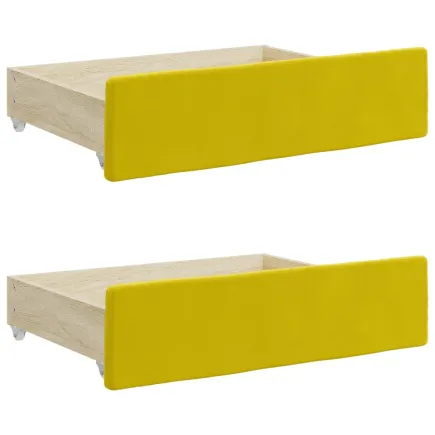 Tiroirs de lit 2 pcs jaune bois d'ingénierie et velours 2