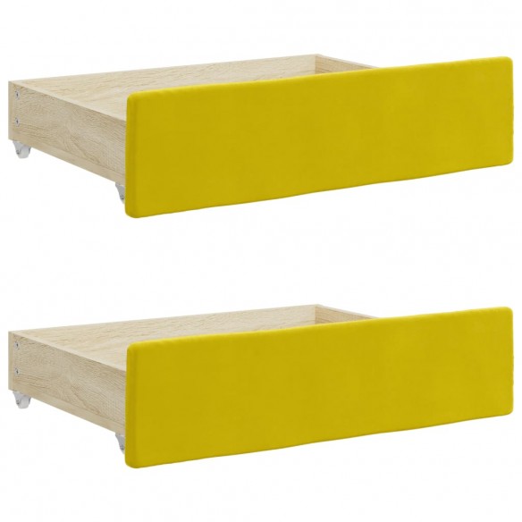 Tiroirs de lit 2 pcs jaune bois d'ingénierie et velours Tiroirs de lit 2 pcs jaune bois d'ingénierie et velours