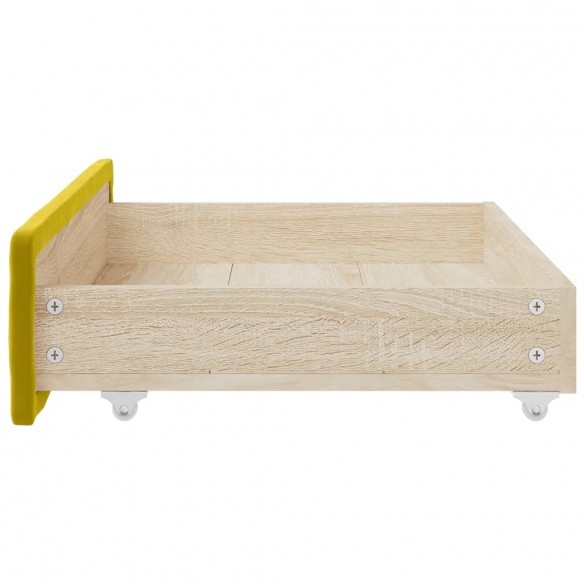 Tiroirs de lit 2 pcs jaune bois d'ingénierie et velours Tiroirs de lit 2 pcs jaune bois d'ingénierie et velours
