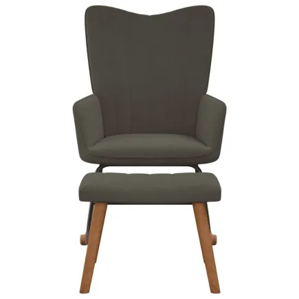 Chaise à bascule avec repose-pied Gris foncé Velours 2