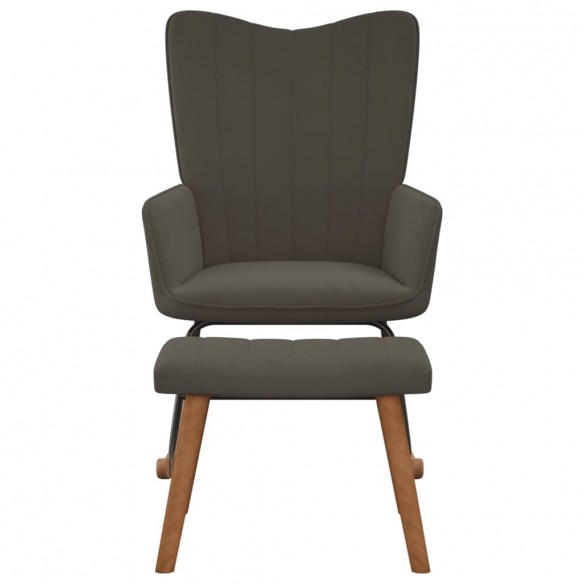 Chaise à bascule avec repose-pied Gris foncé Velours Chaise à bascule avec repose-pied Gris foncé Velours
