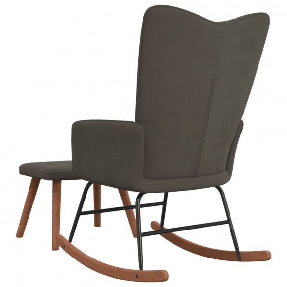 Chaise à bascule avec repose-pied Gris foncé Velours Chaise à bascule avec repose-pied Gris foncé Velours