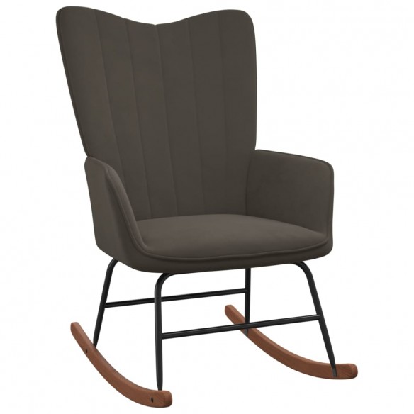 Chaise à bascule avec repose-pied Gris foncé Velours Chaise à bascule avec repose-pied Gris foncé Velours