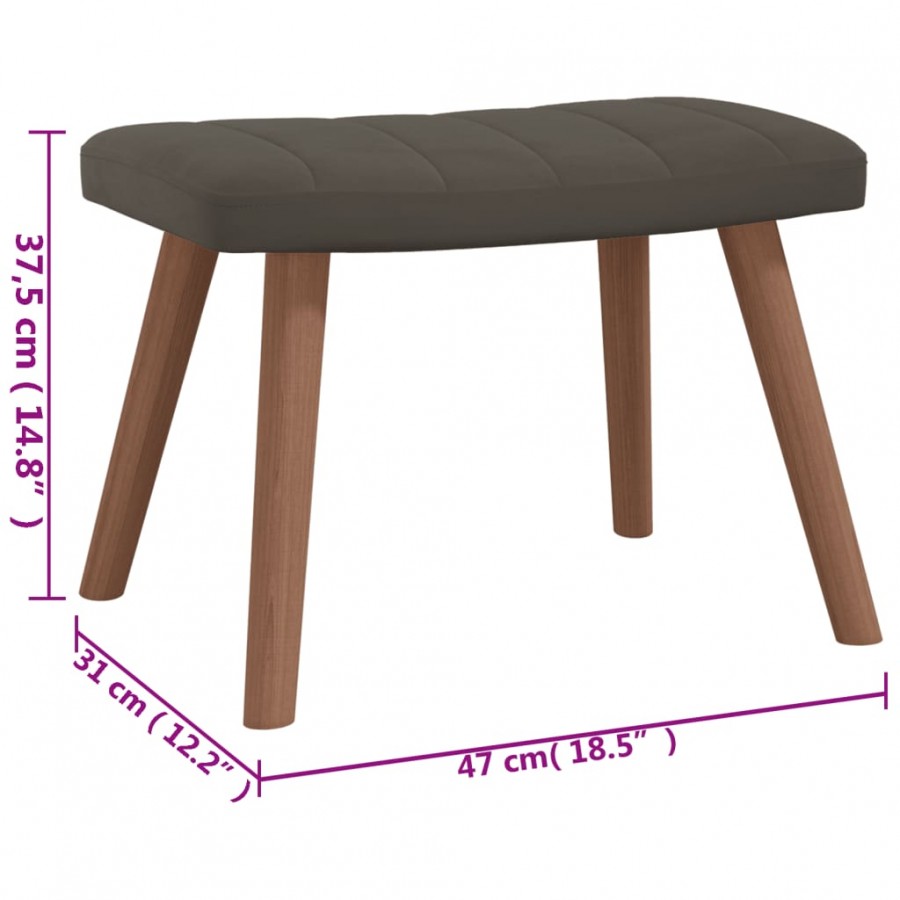 Chaise à bascule avec repose-pied Gris foncé Velours