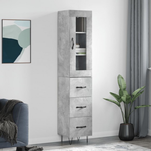 Buffet haut Gris béton 34,5x34x180 cm 