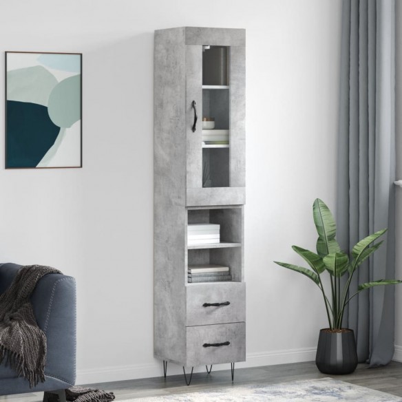 Buffet haut Gris béton 34,5x34x180 cm 