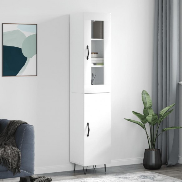 Buffet haut Blanc brillant 34,5x34x180 cm 