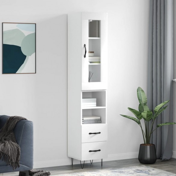 Buffet haut Blanc brillant 34,5x34x180 cm 