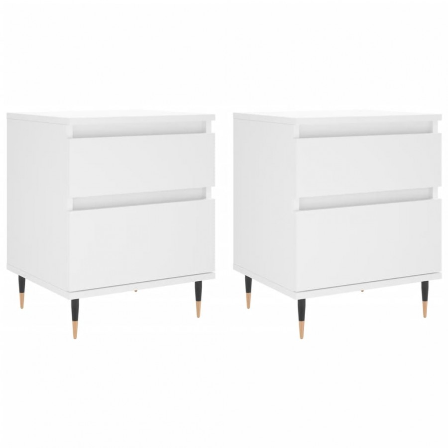 Tables de chevet 2 pcs blanc 40x35x50 cm bois d’ingénierie