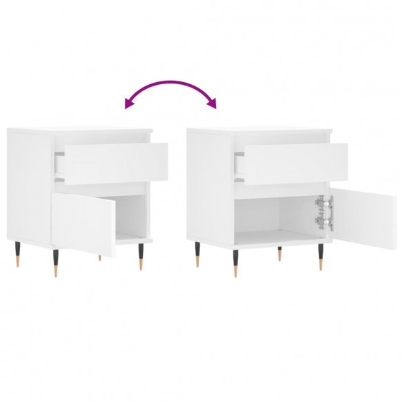 Tables de chevet 2 pcs blanc 40x35x50 cm bois d’ingénierie