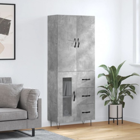 Buffet haut Gris béton 69,5x34x180 cm 