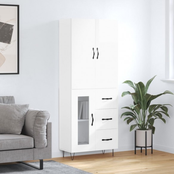 Buffet haut Blanc brillant 69,5x34x180 cm 