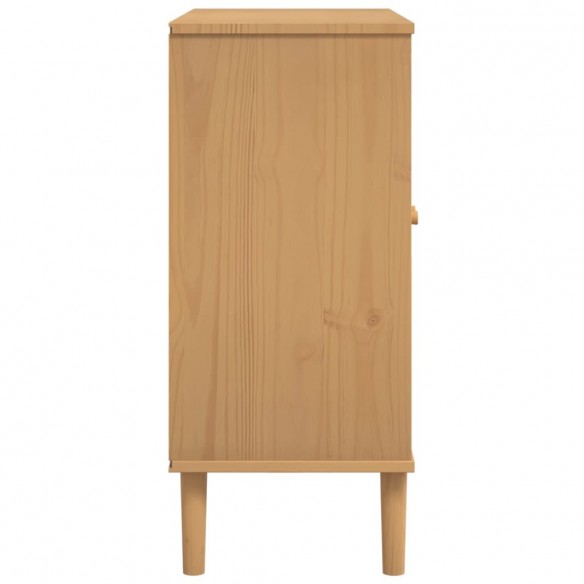 Buffet SENJA aspect rotin marron 80x35x80 cm bois massif de pin