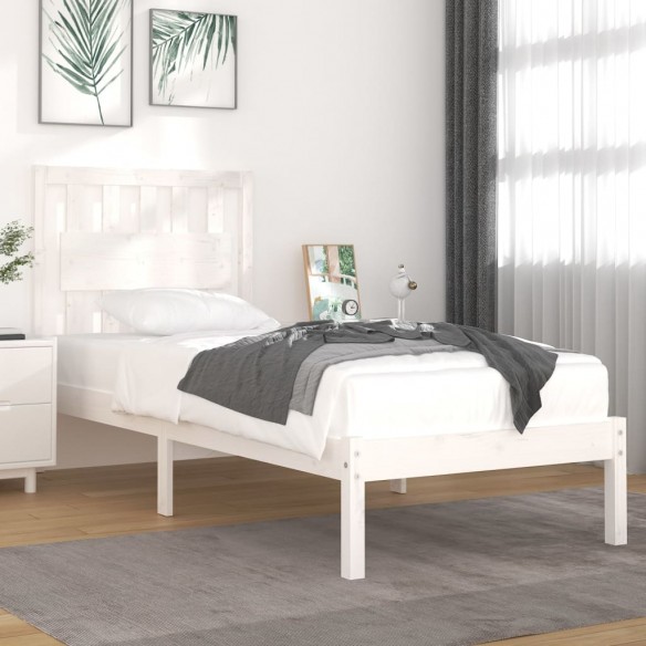 Lit Blanc Bois de pin massif 90x190 cm Simple