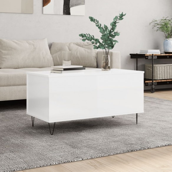 Table basse Blanc brillant 90x44,5x45 cm 