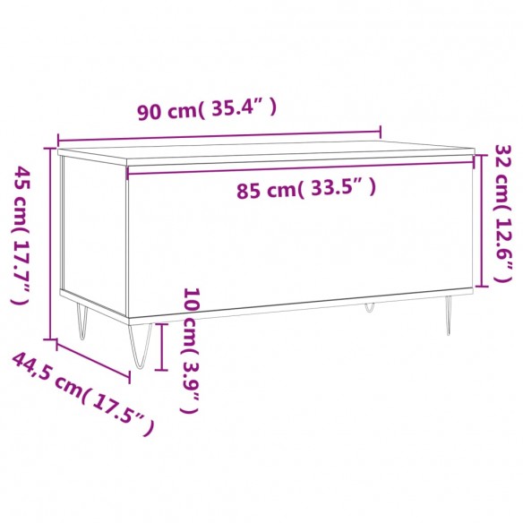 Table basse Gris béton 90x44,5x45 cm 