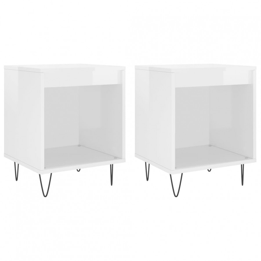 Tables de chevet 2 pcs blanc brillant 40x35x50 cm