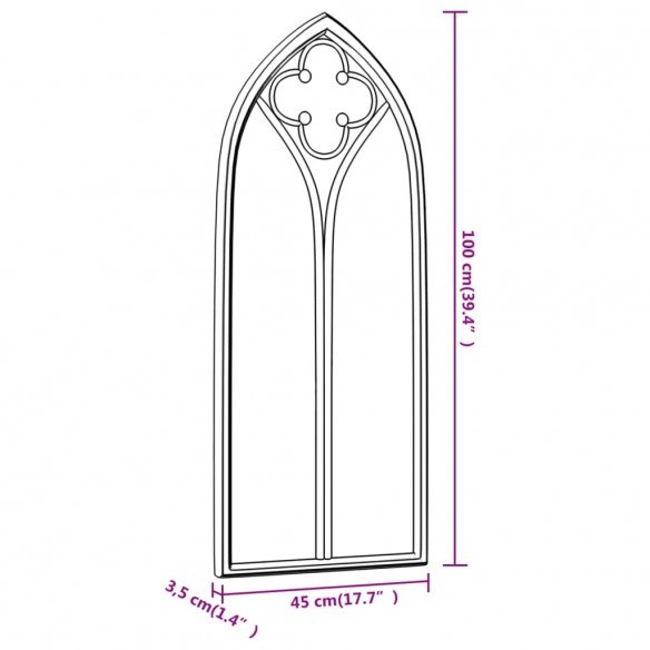 Miroir Noir 100x45 cm Fer pour utilisation à l'intérieur Miroir Noir 100x45 cm Fer pour utilisation à l'intérieur