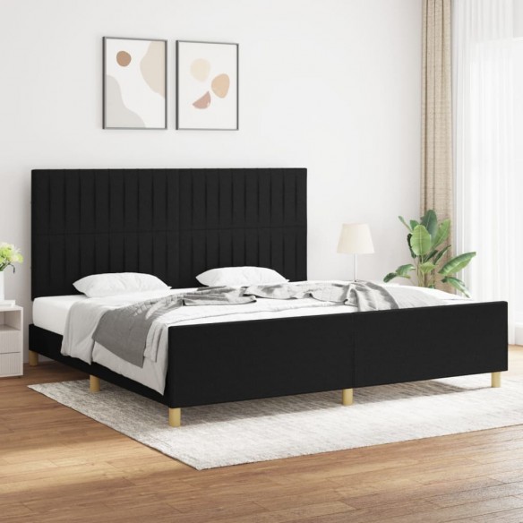 Lit avec tête de lit Noir 200x200 cm Tissu