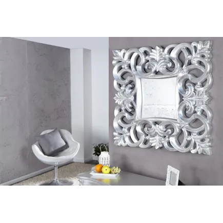 Miroir mural style baroque teinté argent
