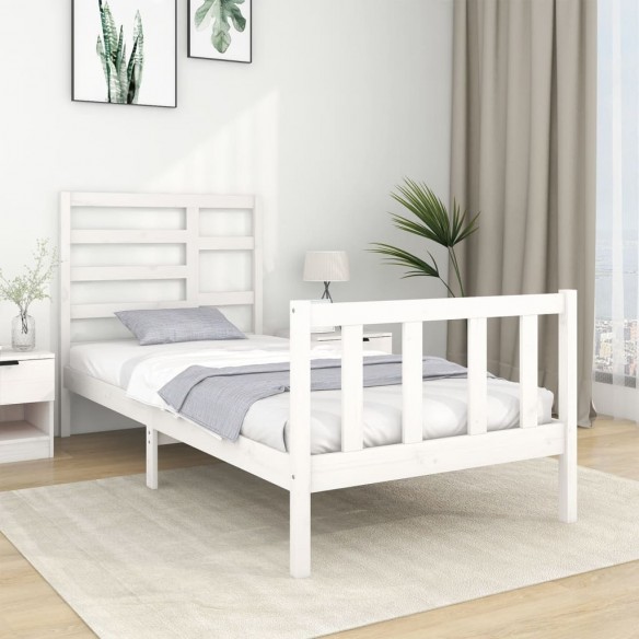 Lit Blanc Bois massif 75x190 cm Petit simple