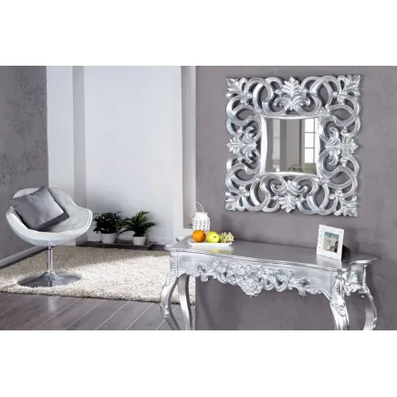 Miroir mural style baroque teinté argent 2