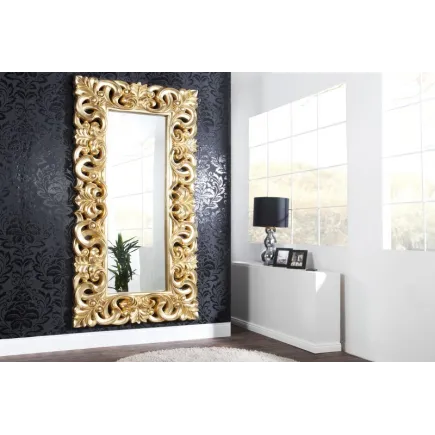 Miroir mural style baroque en polyrésine doré