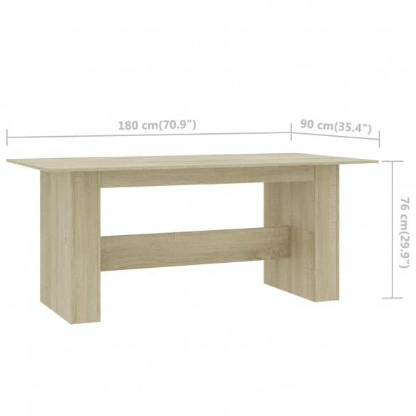 Table de salle à manger Chêne sonoma 180x90x76 cm Aggloméré