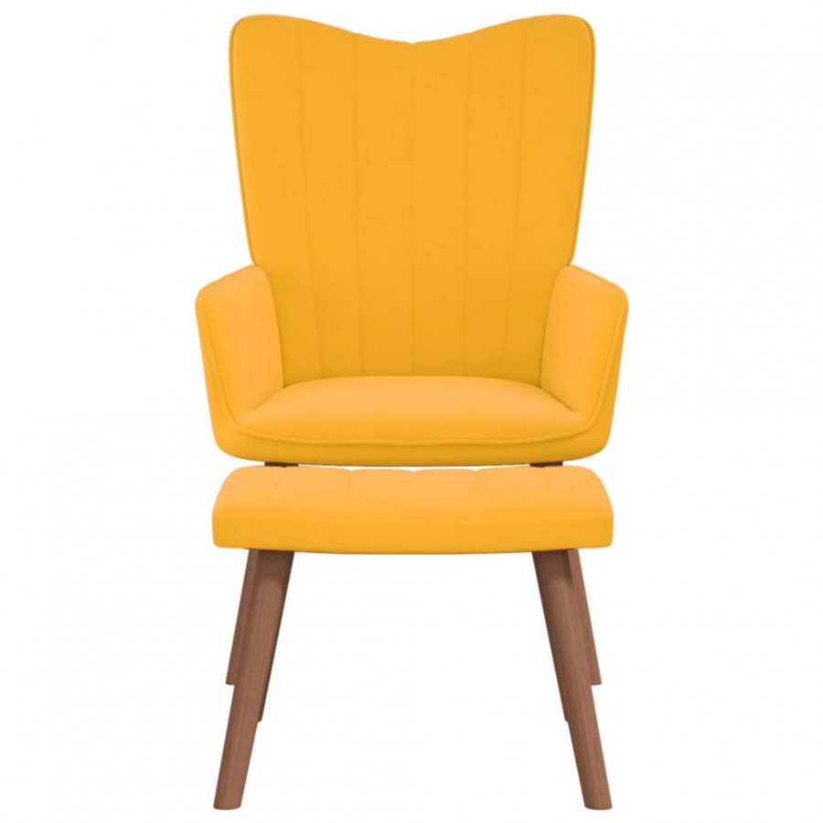Chaise de relaxation avec repose-pied Jaune moutarde Velours