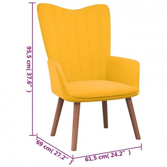 Chaise de relaxation avec repose-pied Jaune moutarde Velours