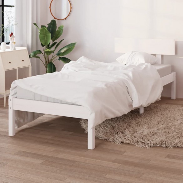 Lit Blanc Bois de pin massif 75x190 cm UK petit simple