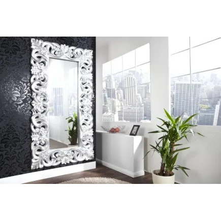 Miroir mural style baroque en polyrésine argenté