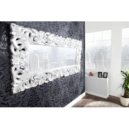 Miroir mural style baroque en polyrésine argenté 2