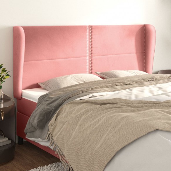 Tête de lit avec oreilles Rose 183x23x118/128 cm Velours