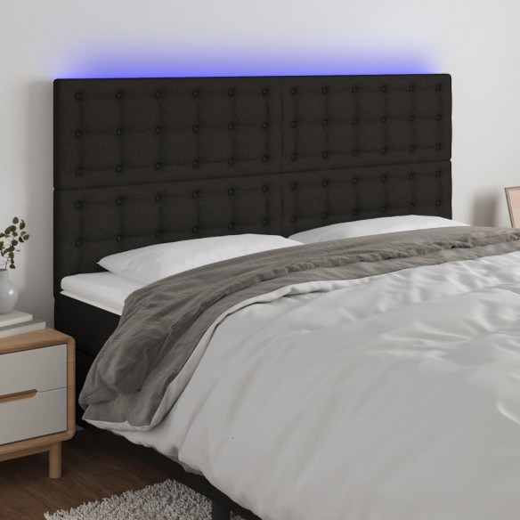 Tête de lit à LED Noir 200x5x118/128 cm Tissu