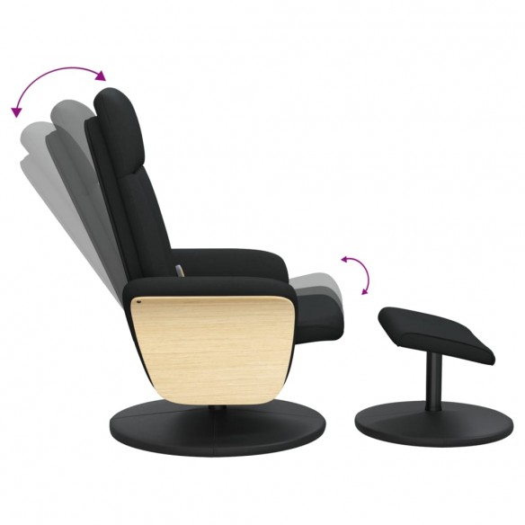 Fauteuil de massage inclinable avec repose-pied noir tissu