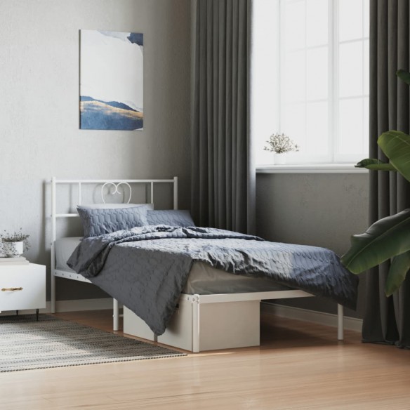 Lit métal avec tête de lit blanc 100x200 cm