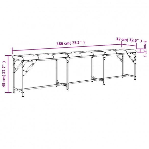Banc à manger gris foncé 186x32x45 cm acier et tissu Banc à manger gris foncé 186x32x45 cm acier et tissu