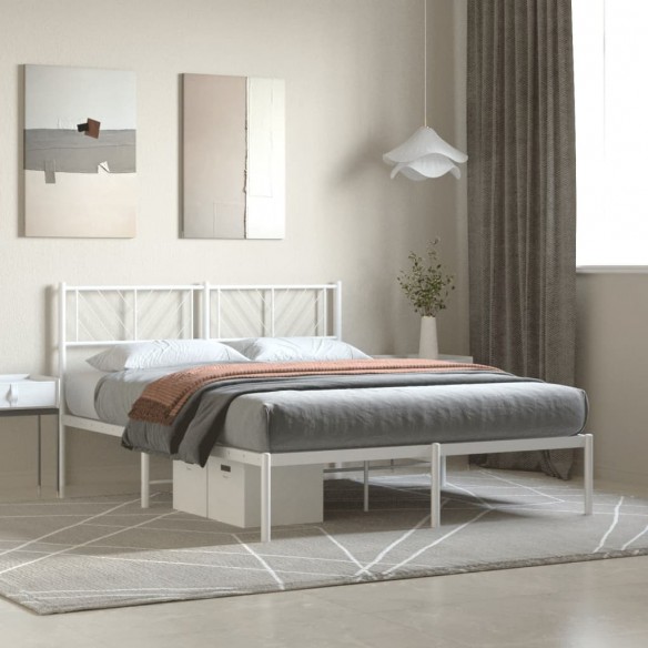 Lit métal avec tête de lit blanc 120x200 cm