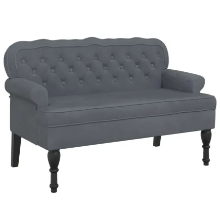 Banc avec dossier gris foncé 119,5x64,5x75 cm velours 2