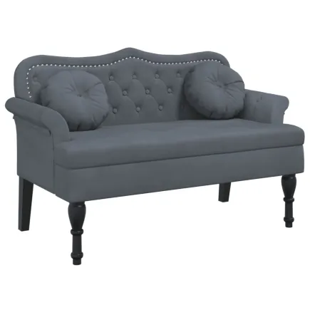 Banc avec coussins gris foncé 120,5x65x75 cm velours 2