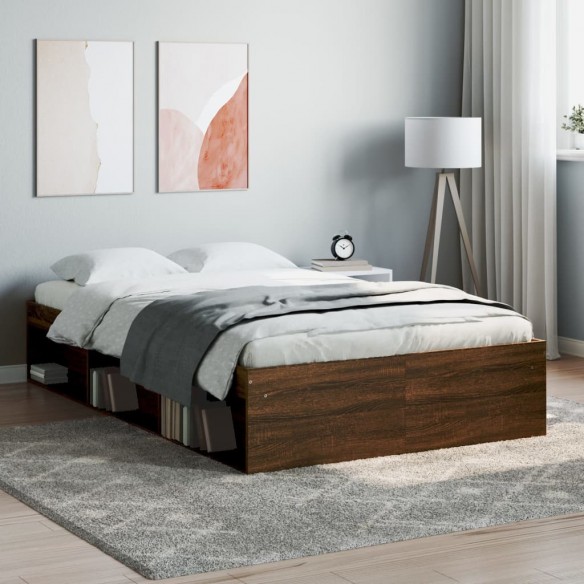 Lit chêne marron 120x190 cm petit double