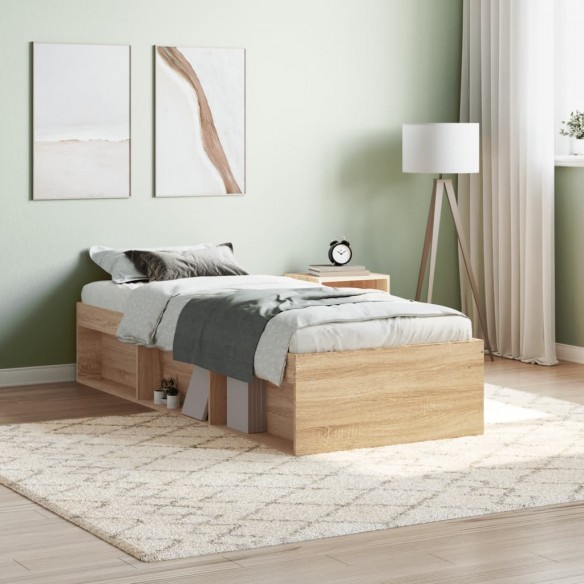Lit chêne sonoma 75x190 cm petit simple